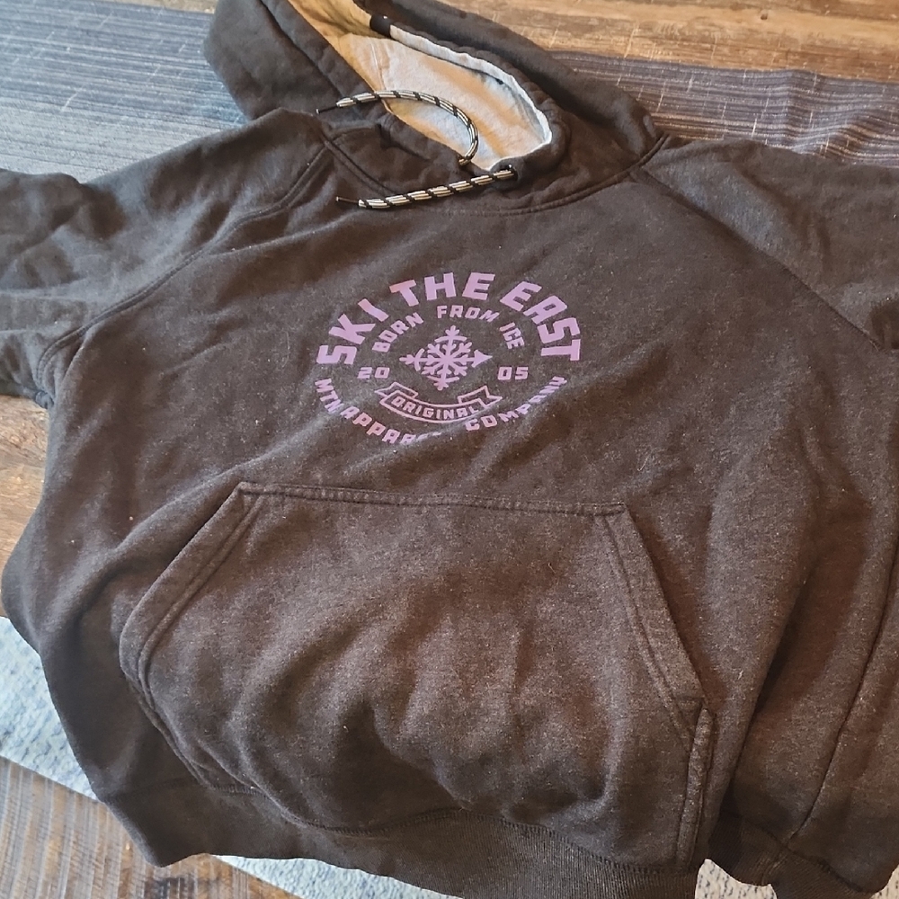 Ski The East Hoodie in Dark Gray and Purple